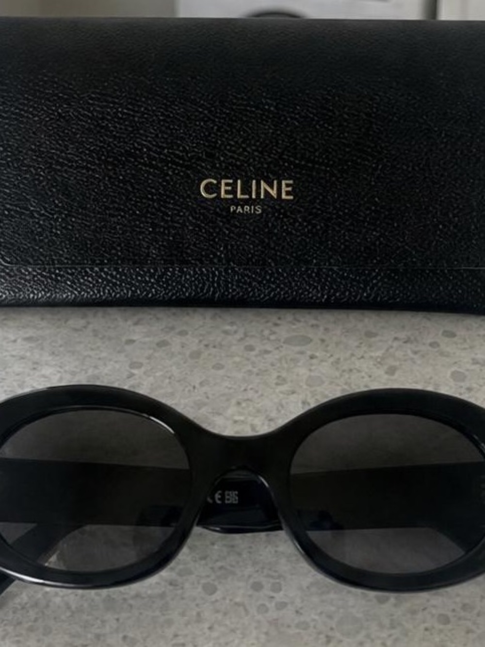 CELINE Black Oval Sunglasses with Case